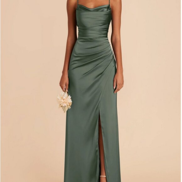 Lydia Dress - Matte Satin Eucalyptus - Picture 1 of 3